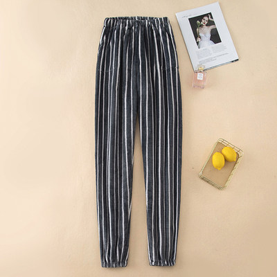 爸爸保暖法兰绒束口家居裤男外穿