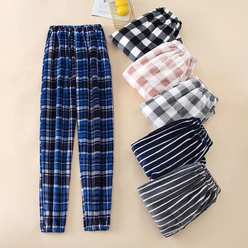 冬季老太太束口睡裤女保暖珊瑚绒老人奶奶加厚加绒小脚裤舒适大码