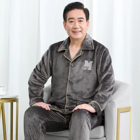 爷爷保暖冬装睡衣男爸爸加厚法兰绒家居服中老年外套特大码200斤,男装,中老年套装,淘宝优惠券,粉丝福利购,淘宝优惠卷