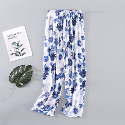 女夏季 妈妈女裤 奶奶大码 透气凉快薄款 纯棉绸 睡裤 中老年人造棉长裤