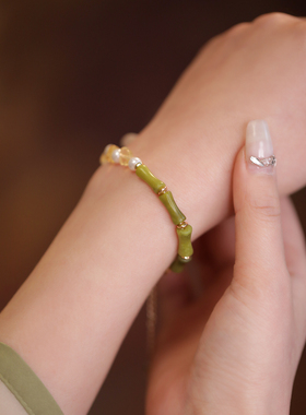 陌上芊女天然石复古竹节手链