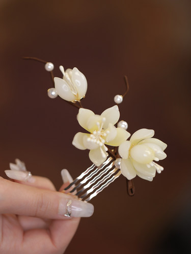 陌上芊发梳琉璃古风玉兰花发饰