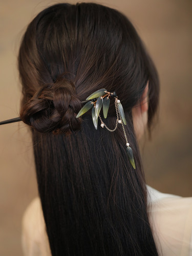 陌上芊发簪琉璃古风竹叶簪子