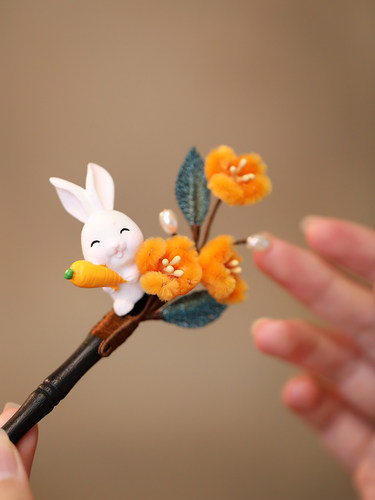 桂花兔发簪陌小墨簪子