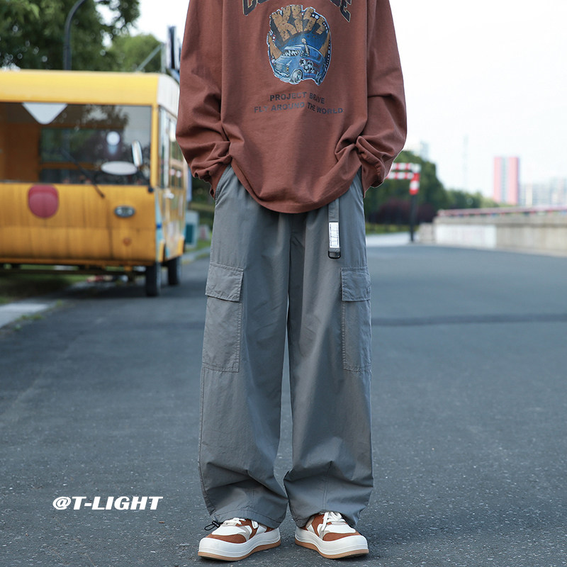 春夏季青春宽松港风休闲直筒工装裤多口袋潮款1401-K051-P45控68,男装工装外套,星座1401