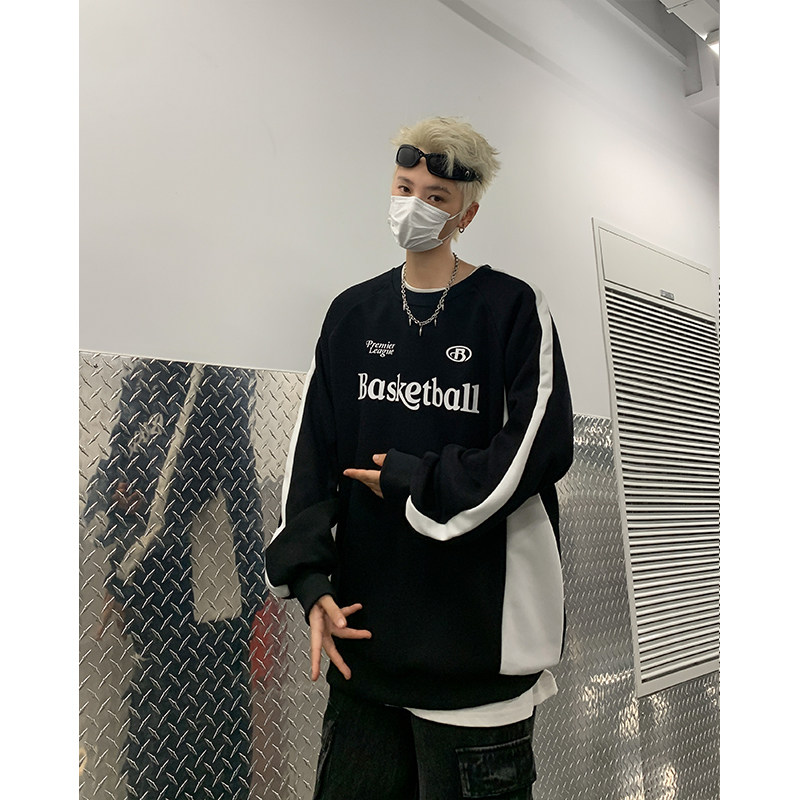 牧系高街运动长袖卫衣高街圆领套头秋季宽松潮牌1401-W3006-P35，男装卫衣，星座1401