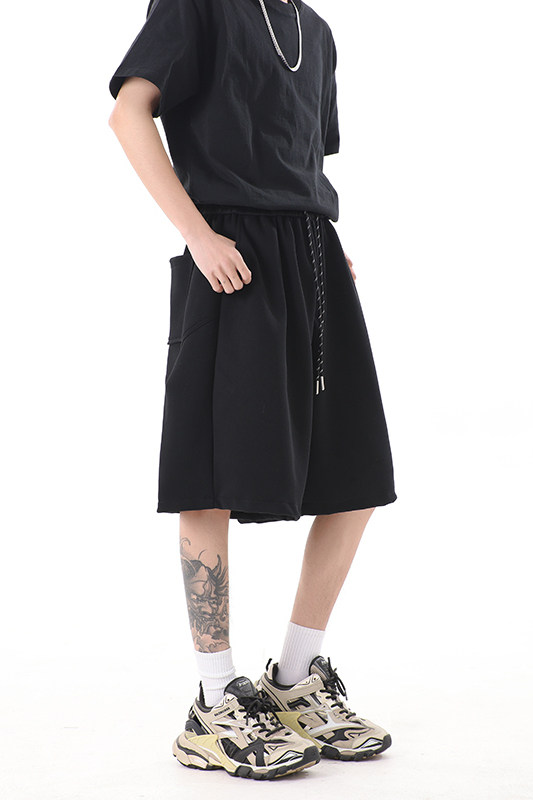 夏季新高品质港风宽松直筒休闲短裤运动五分裤1401-DK86-P35现货,男装牛仔裤,星座1401