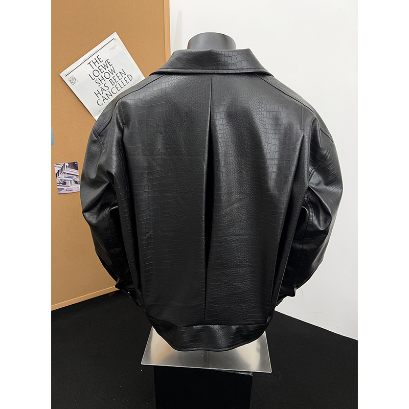 秋季新款翻领皮夹克休闲时尚炸街宽松潮流百搭男1401-JK2506-P90,男装夹克,星座1401