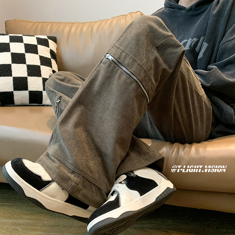 26年春季新款灯芯绒高街潮款直筒宽松休闲裤1401-K086-P50控78，男装休闲裤，星座1401