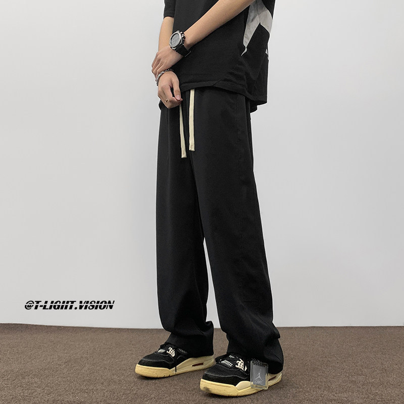 25年夏季轻薄休闲直筒长裤冰丝宽松阔腿裤潮1401-K117-P30控48,男装休闲裤,星座1401