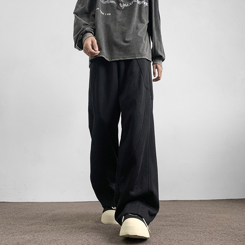 潮牌痞帅高级感直筒宽松阔腿休闲卫裤1401-K127-P40，男装休闲裤，星座1401