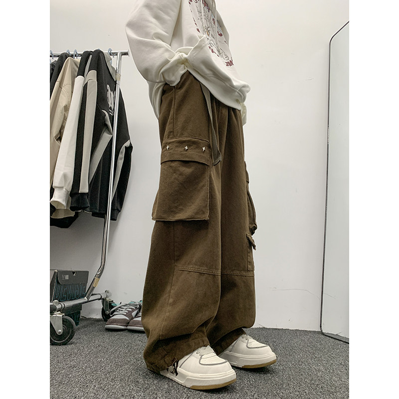 潮牌工装长裤纯色青少年设计男士秋冬新款直筒宽松1401-K103-P50,男装工装外套,星座1401