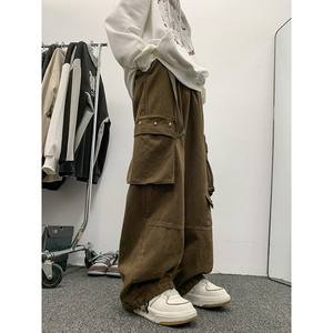 潮牌工装长裤纯色青少年设计男士秋冬新款直筒宽松1401-K103-P50图片