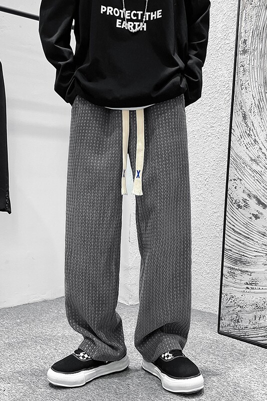 港风秋冬季新款男士休闲阔腿直筒中性宽松潮裤1401-K032-P35,男装休闲裤,星座1401