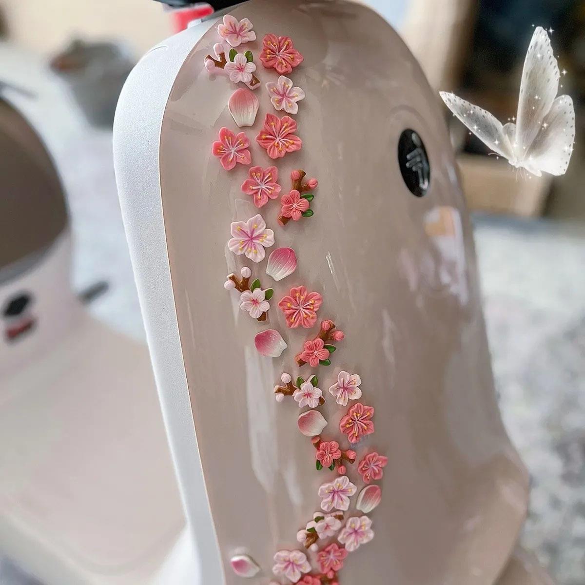 爆款桃花车贴电动车diy装饰3D立体配饰花朵汽车饰品摆件小装饰