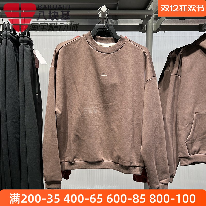 耐克男装复古棕色宽松卫衣套头衫