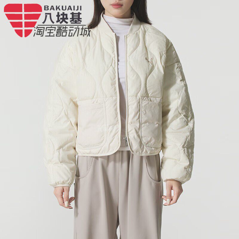 彪马羽绒服女款2025冬季款简约百搭轻薄棒球领休闲外套 635502-87
