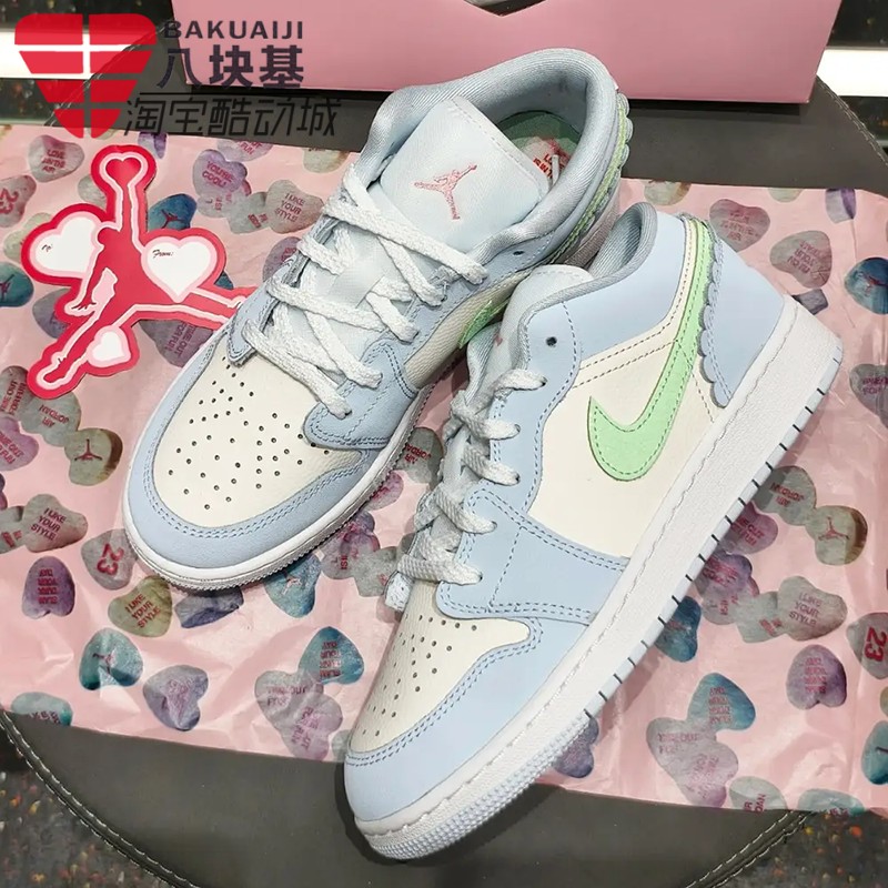 耐克大童鞋2026春季JORDAN AJ1情人节限定蓝白撞色板鞋IB7113-403,运动鞋new,运动休闲鞋,淘宝优惠券,粉丝福利购,淘宝优惠卷