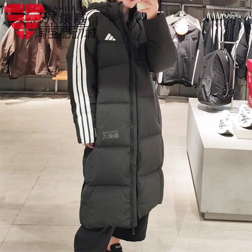 阿迪达斯防水保暖长款过膝羽绒服