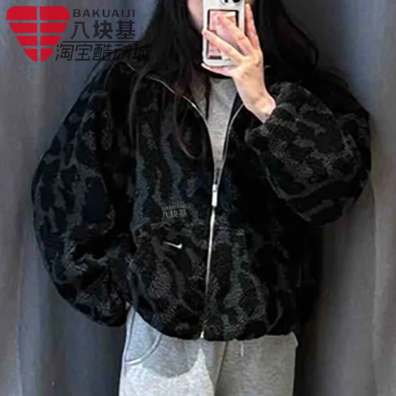 耐克女装羊羔绒保暖宽松夹克外套