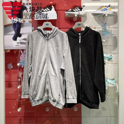 复古水洗针织宽松外套阿迪达斯