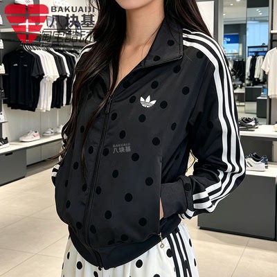 三叶草女装波点立领短款夹克外套