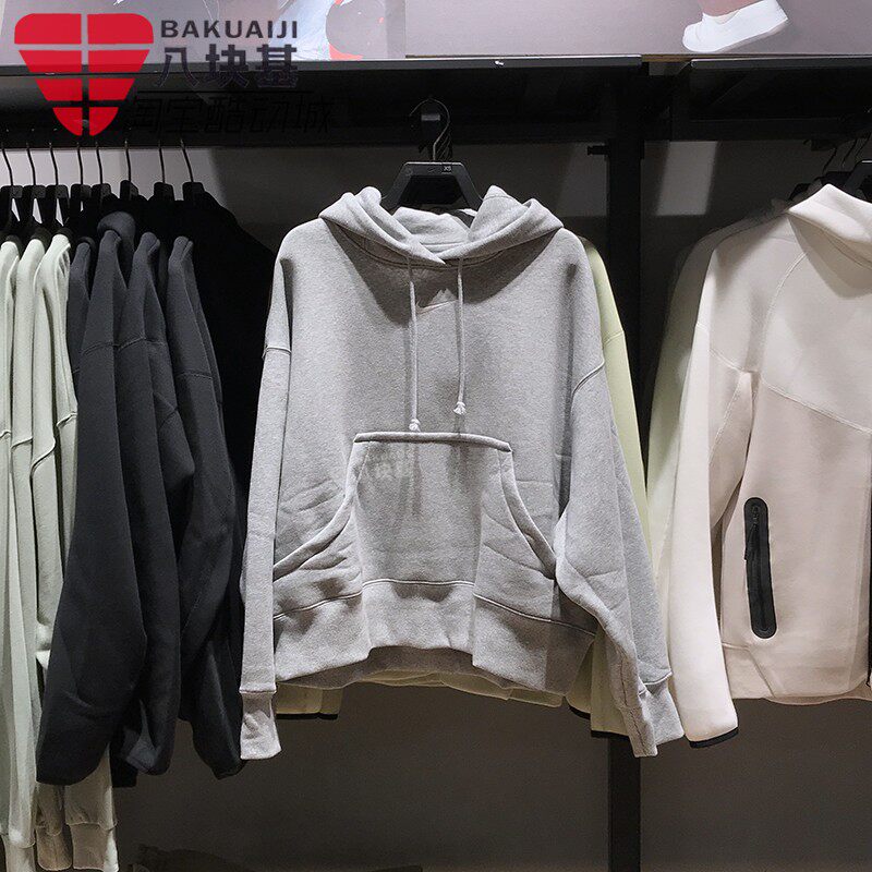 耐克女装2024冬季加绒保暖灰色宽松卫衣连帽套头衫DQ5859-063-133