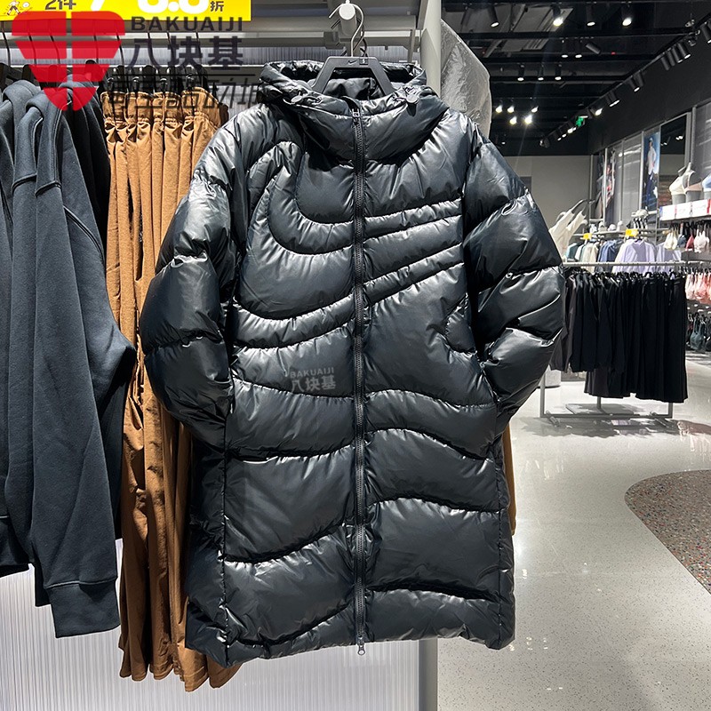 耐克女装保暖中长裤连帽羽绒服