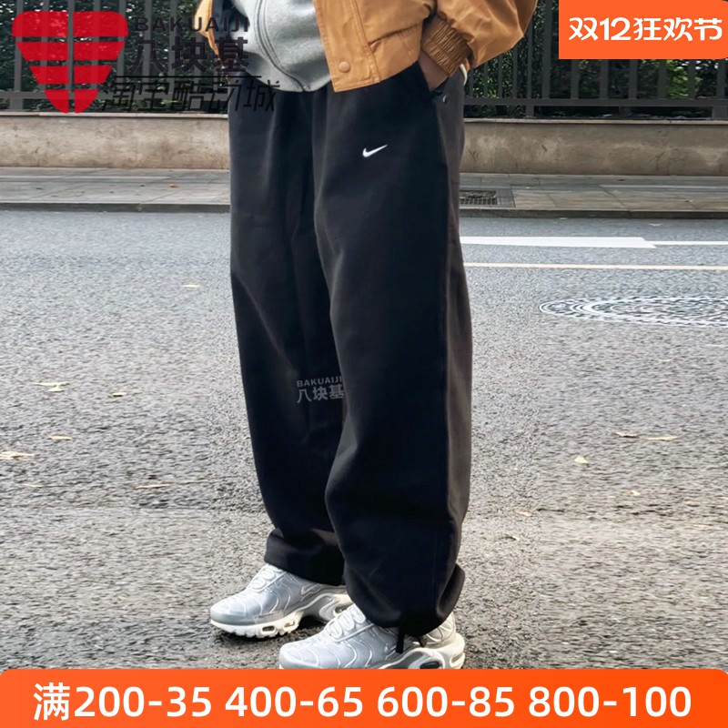 加绒宽松休闲抽绳直筒长裤耐克