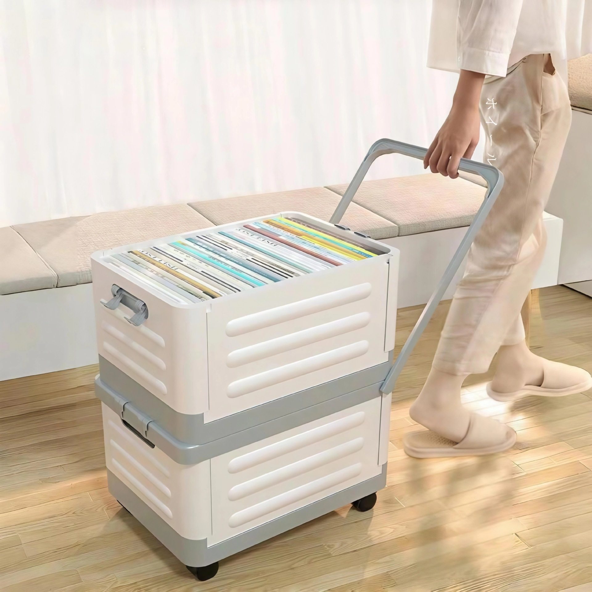 可折叠整理箱小推车收纳箱教室宿舍学生地面储物盒桌下整理箱带轮,收纳整理,吸尘器收纳架/盒/袋,淘宝优惠券,粉丝福利购,淘宝优惠卷