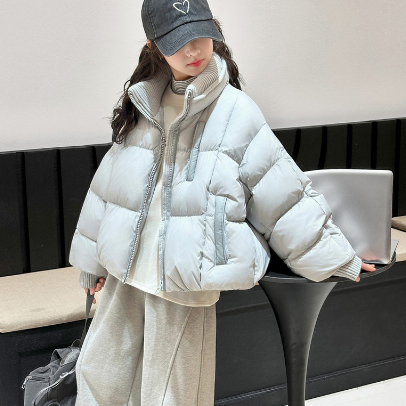 女童短款羽绒服冬季加厚2025新款儿童冬装洋气大童面包服棉服外套
