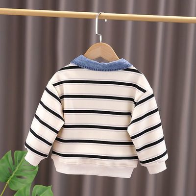 宝宝冬季加绒卫衣秋冬新款儿童薄绒加厚长袖男童女童冬装保暖上衣