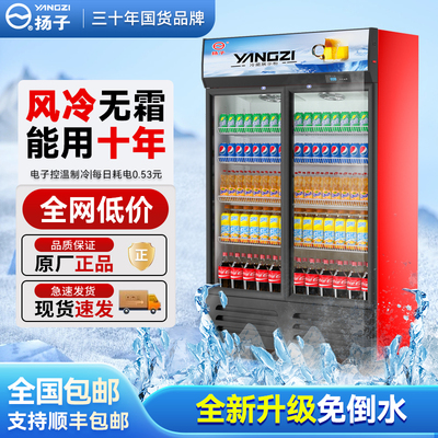 扬子铜管啤酒饮料展示柜冷藏超市冰柜商用冰箱立式保鲜冷柜双门