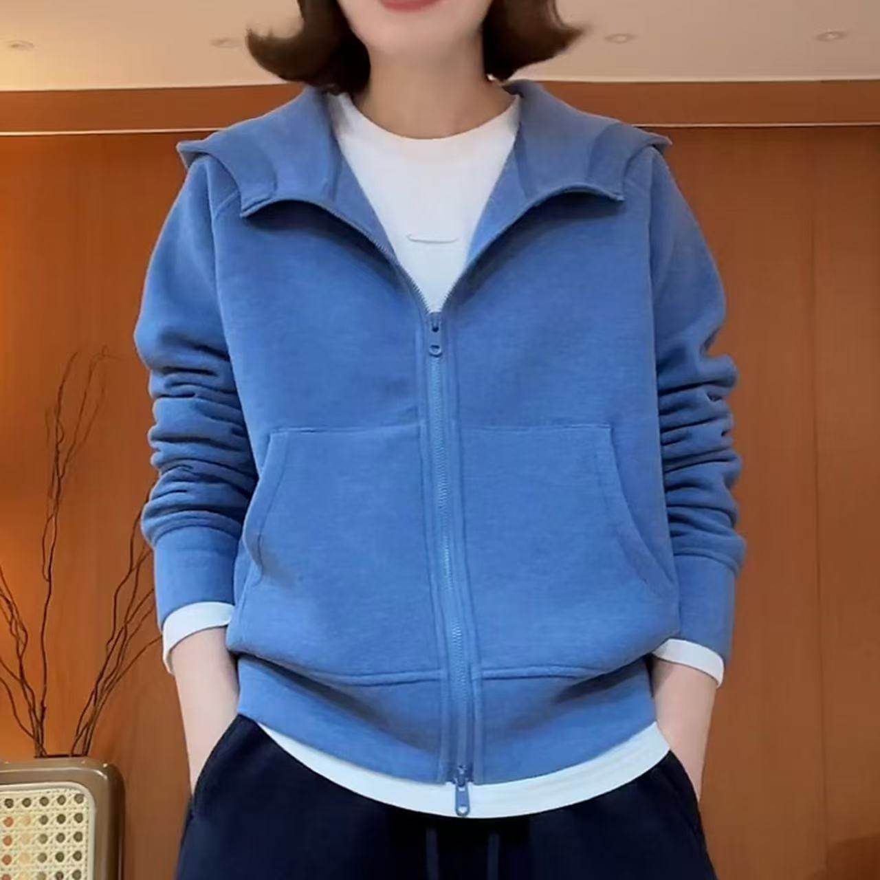 韩系宽松连帽拉链卫衣