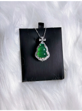 冰种绿满色葫芦吊坠天然玉髓玉石挂件新中式国风项链锁骨链