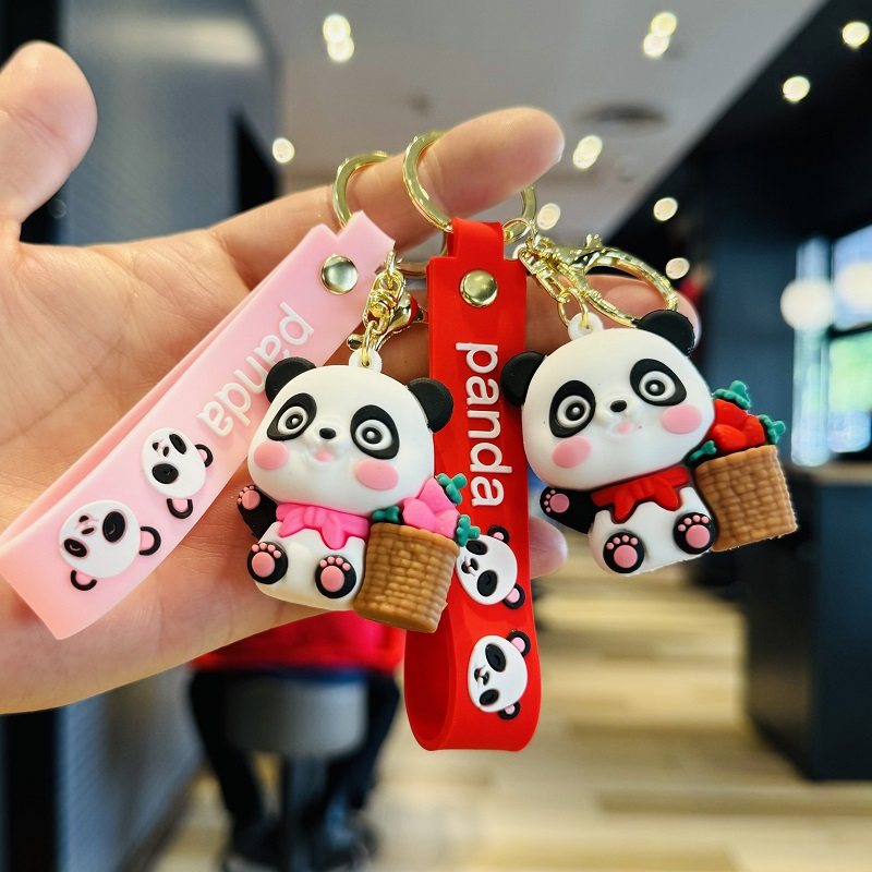 花篮熊猫钥匙扣挂件活动小礼品图片