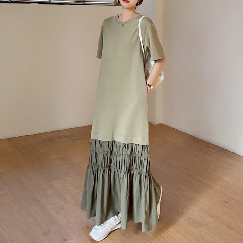 短袖T恤裙韩版薄款拼接女