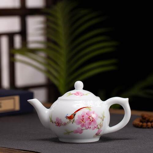 手绘景德镇中式白瓷功夫茶具茶壶