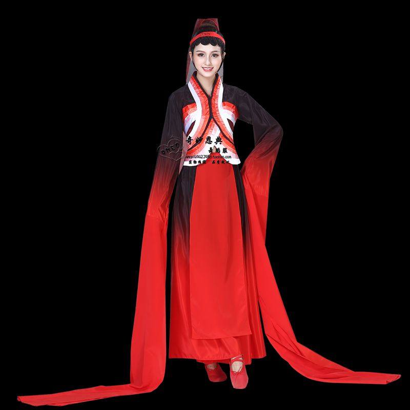 袖舞蹁跹舞蹈服装夜深沉表演服水袖女子群舞古典舞汉服演出服定制