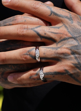 NICEPOWER VVS D色莫桑石马眼异形荷鲁斯戒指欧美嘻哈