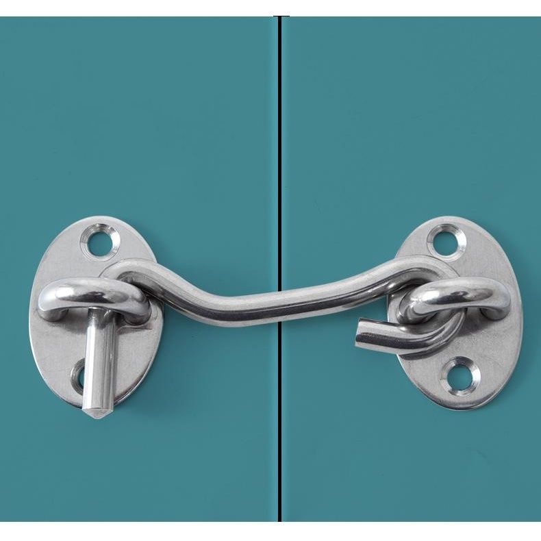 门栓插销门扣锁扣卡扣锁门神器免打孔不锈钢推拉门固定器挂锁防盗