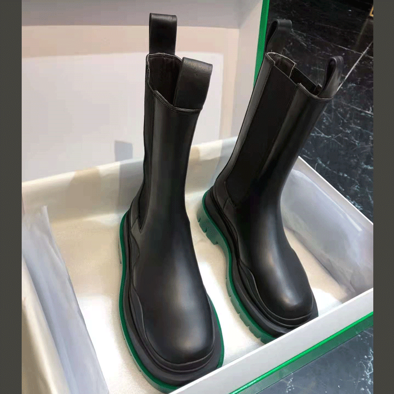 NEW MATCHING MID-RISE BOOTS WOMENS CHELSEA BOOTS GREEN PLATFORM SOLES MARTIN BOOTS WOMENS WINTER PLUS VELVET HEIGHTENED BOOTS