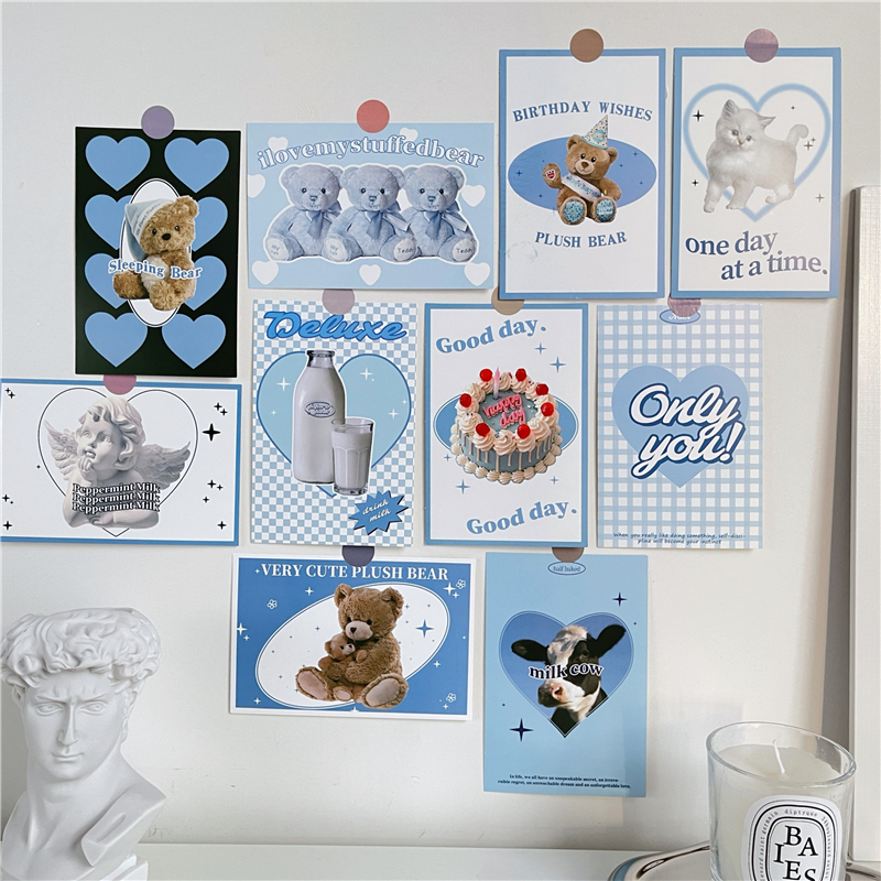 韩国可爱小熊卡片蛋糕店墙贴
