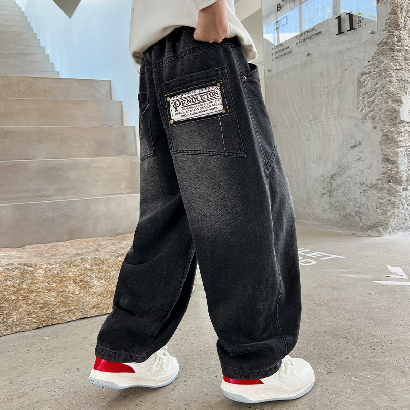 男童牛仔裤儿童裤子春季潮童中大童装痞帅风休闲直筒春秋男孩长裤