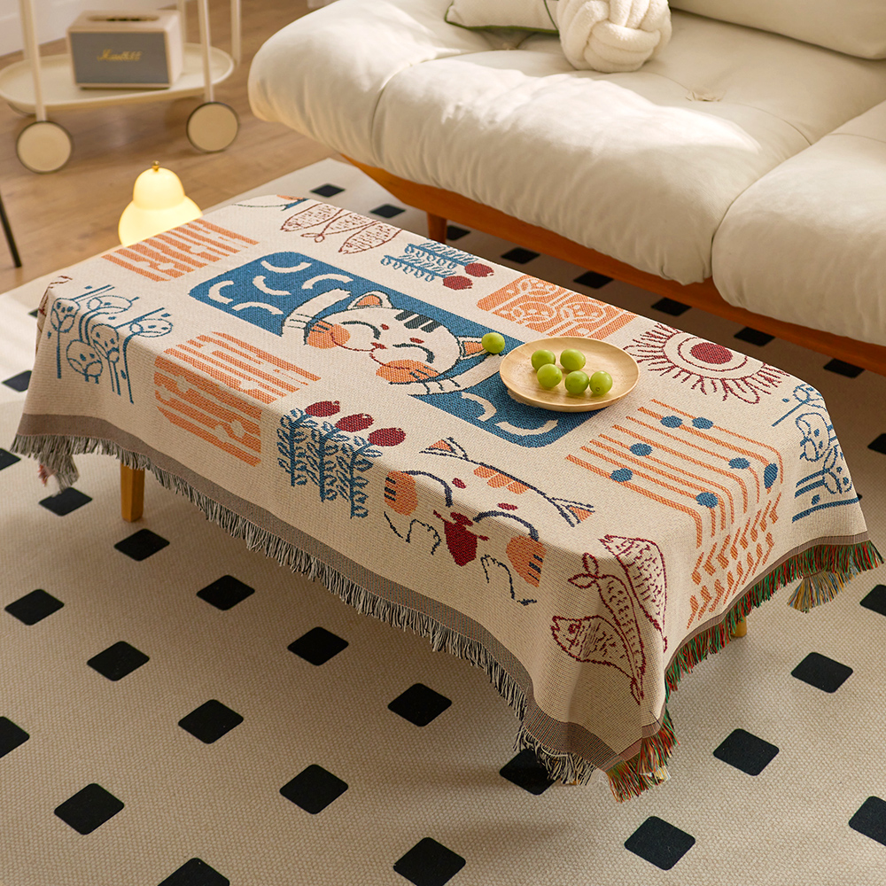 波西米亚民族风布艺茶几布长方形餐桌布户外野餐桌垫沙发盖巾布