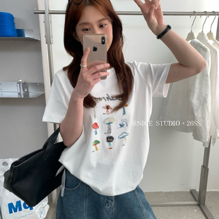 T恤1217 夏上新趣味蘑菇印花工艺短袖 奶思家NICE STUDIO