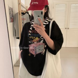 T恤92361 休闲宽松卡通字母印花短袖 ZC2026年夏季 韩系大版