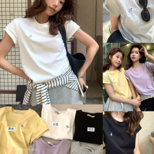 柠檬绿茶 T恤10168 春日调色盘人手一件百搭小马刺绣短袖