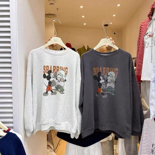 清货 ZC秋上新韩系休闲大版字母卡通印花套头米妮卫衣女