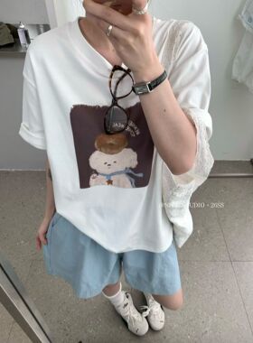 Nice studio奶思家夏上新韩系卡通图案短袖T恤女上衣潮